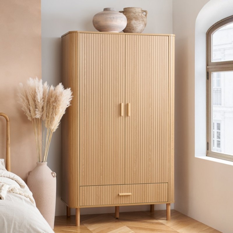 Birlea Axel 2 Door 1 Drawer Fluted Wardrobe Oak