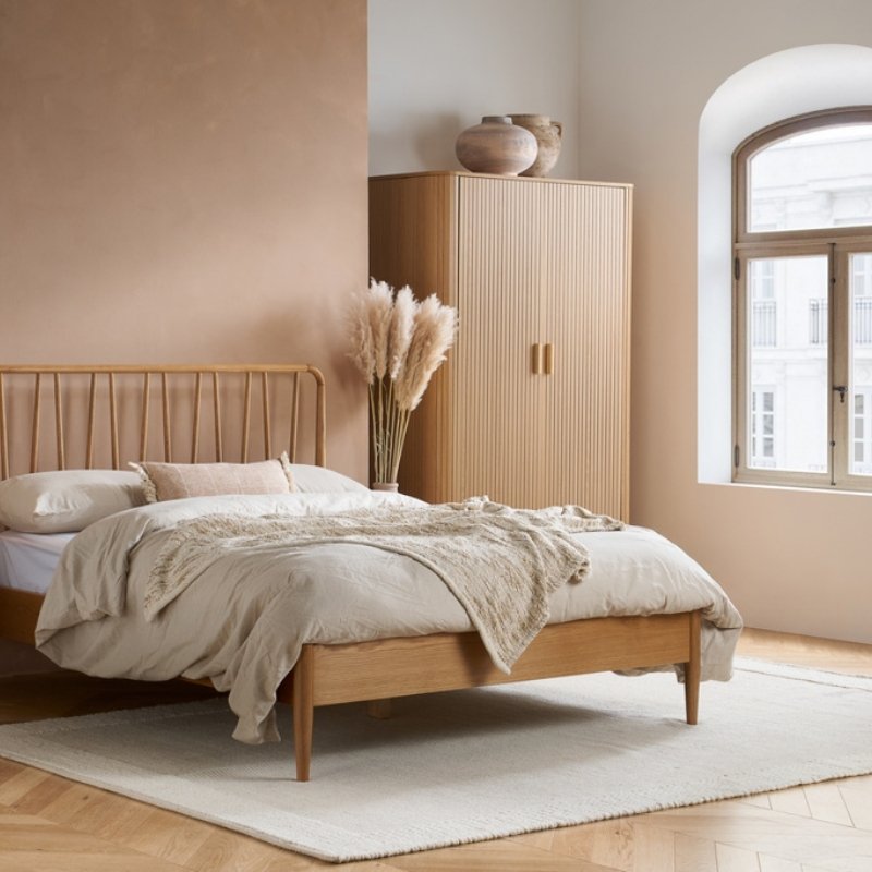 Birlea Axel 2 Door 1 Drawer Fluted Wardrobe Oak