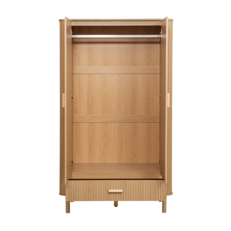 Birlea Axel 2 Door 1 Drawer Fluted Wardrobe Oak