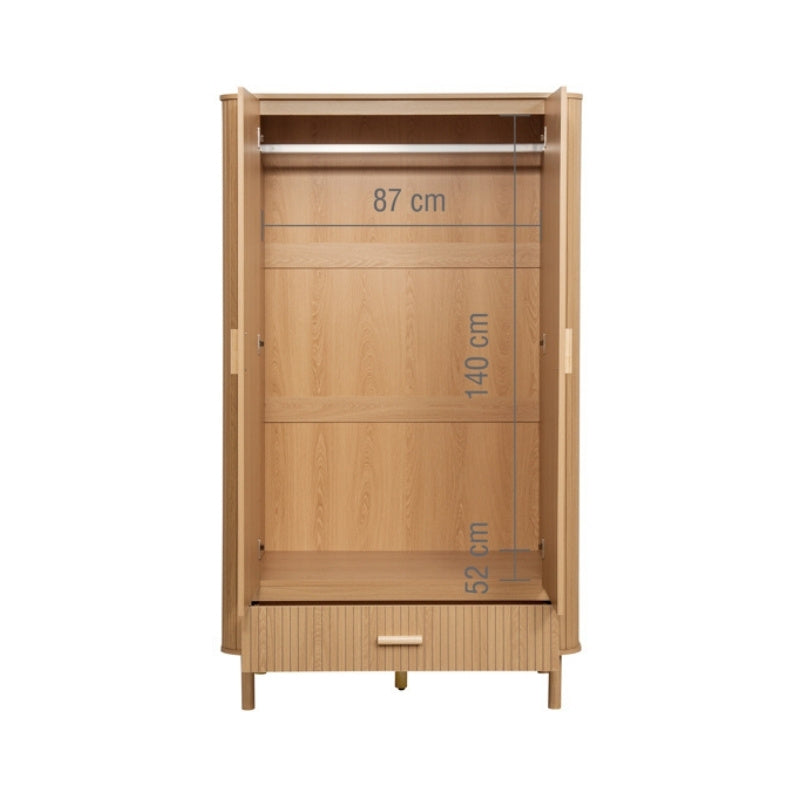 Birlea Axel 2 Door 1 Drawer Fluted Wardrobe Oak