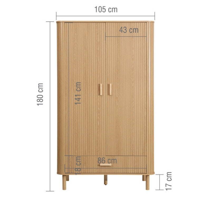 Birlea Axel 2 Door 1 Drawer Fluted Wardrobe Oak
