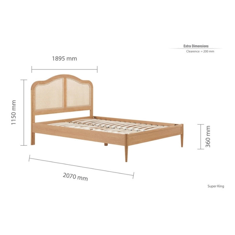 Birlea Leonie Super King Rattan Bed Oak