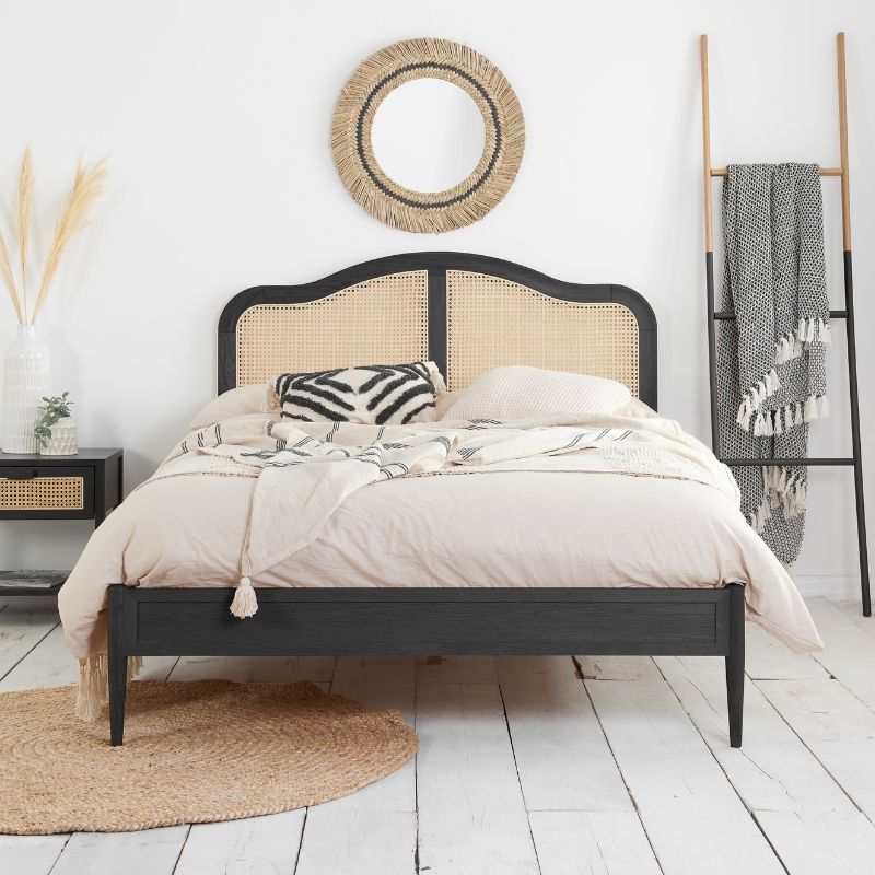 Birlea Leonie King Rattan Bed Black