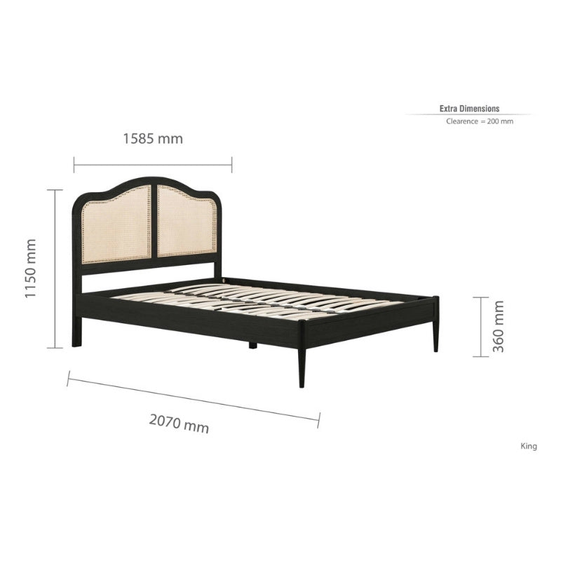 Birlea Leonie King Rattan Bed Black