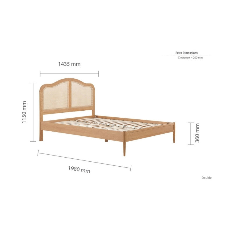 Birlea Leonie Double Rattan Bed Oak