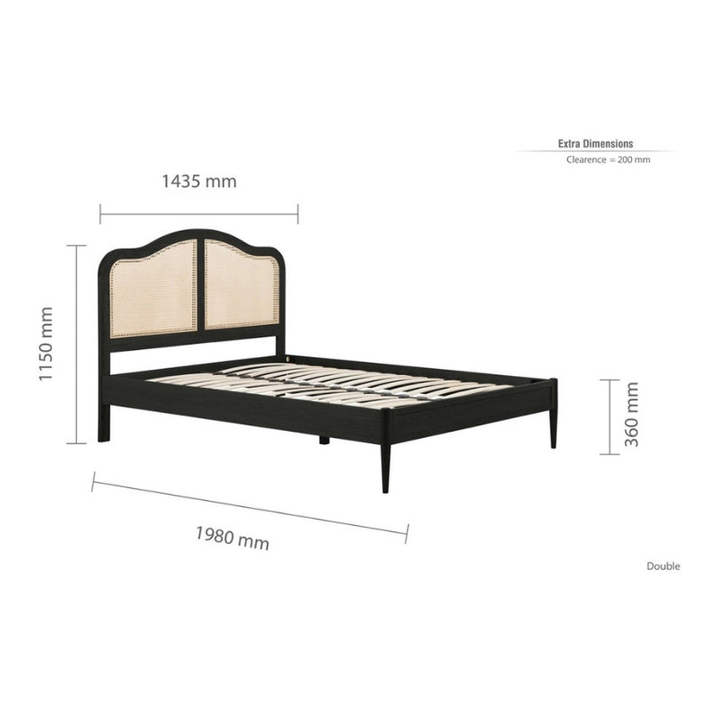 Birlea Leonie Double Rattan Bed Black