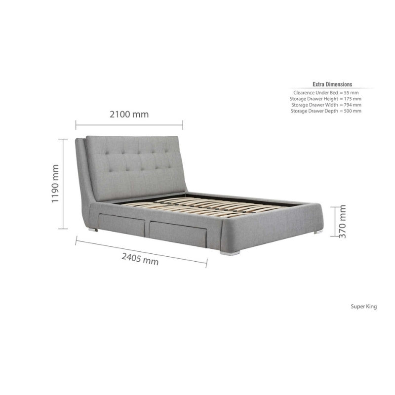 Birlea Mayfair Super King Bed 4 Drawer Grey