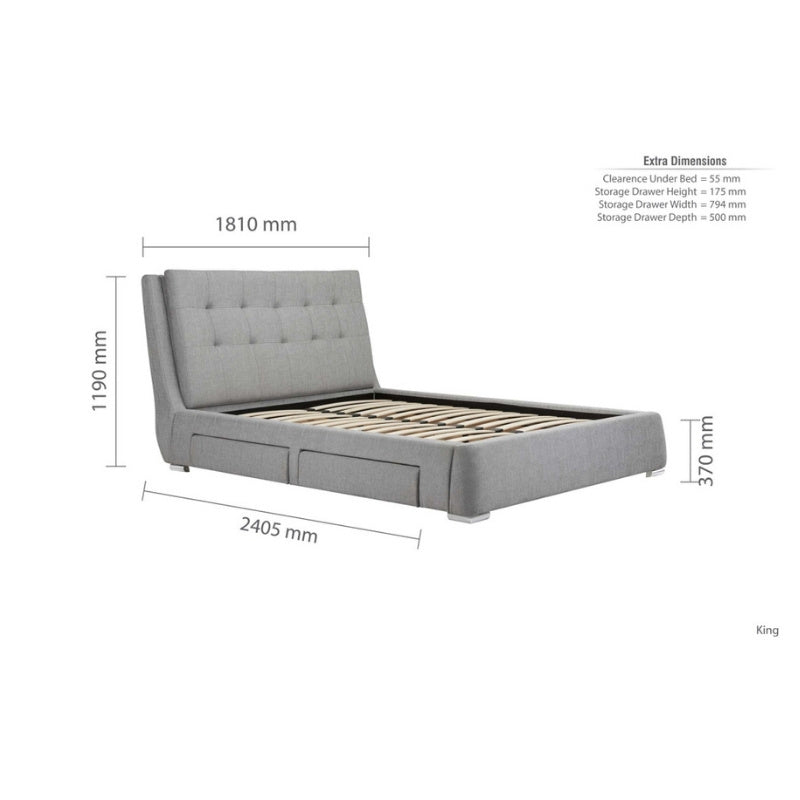 Birlea Mayfair King Bed 4 Drawers Grey