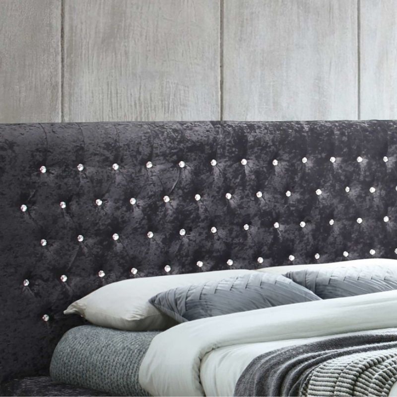 Birlea Grande King Bed Black Crushed Velvet