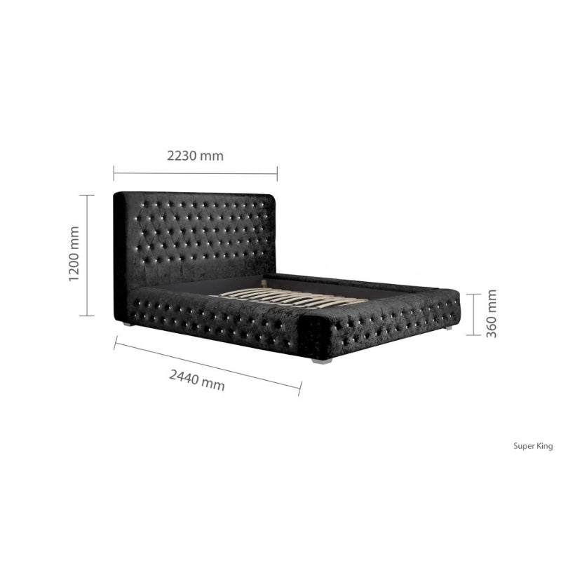 Birlea Grande Super King Bed Black Crushed Velvet