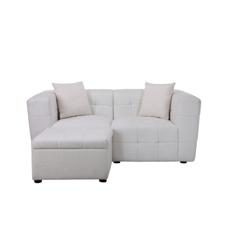 Birlea Milo 2 Seater Sofa with Footstool White