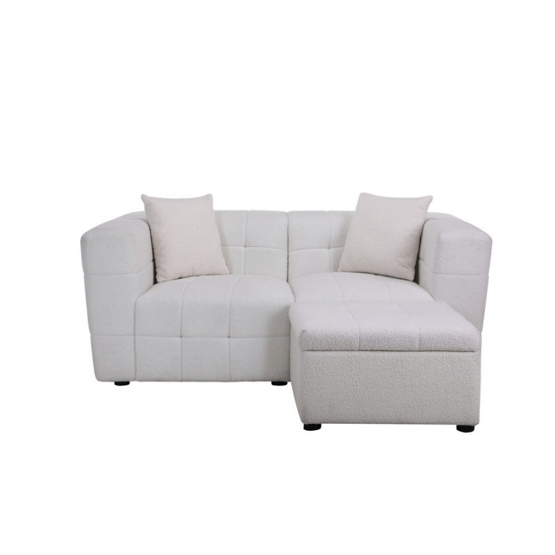 Birlea Milo 2 Seater Sofa with Footstool White