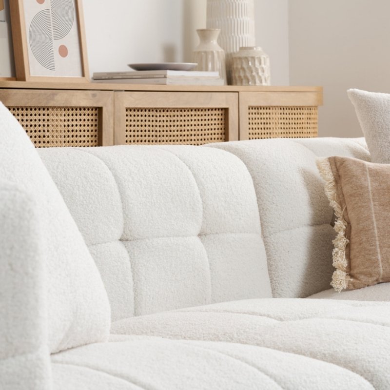 Birlea Milo 3 Seater Sofa with Footstool White