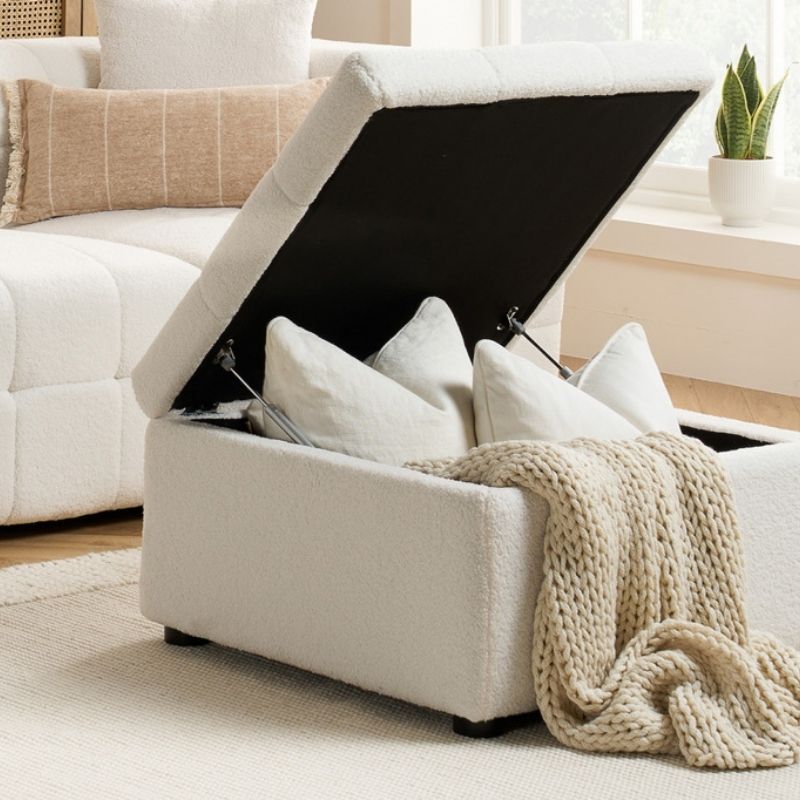 Birlea Milo 3 Seater Sofa with Footstool White