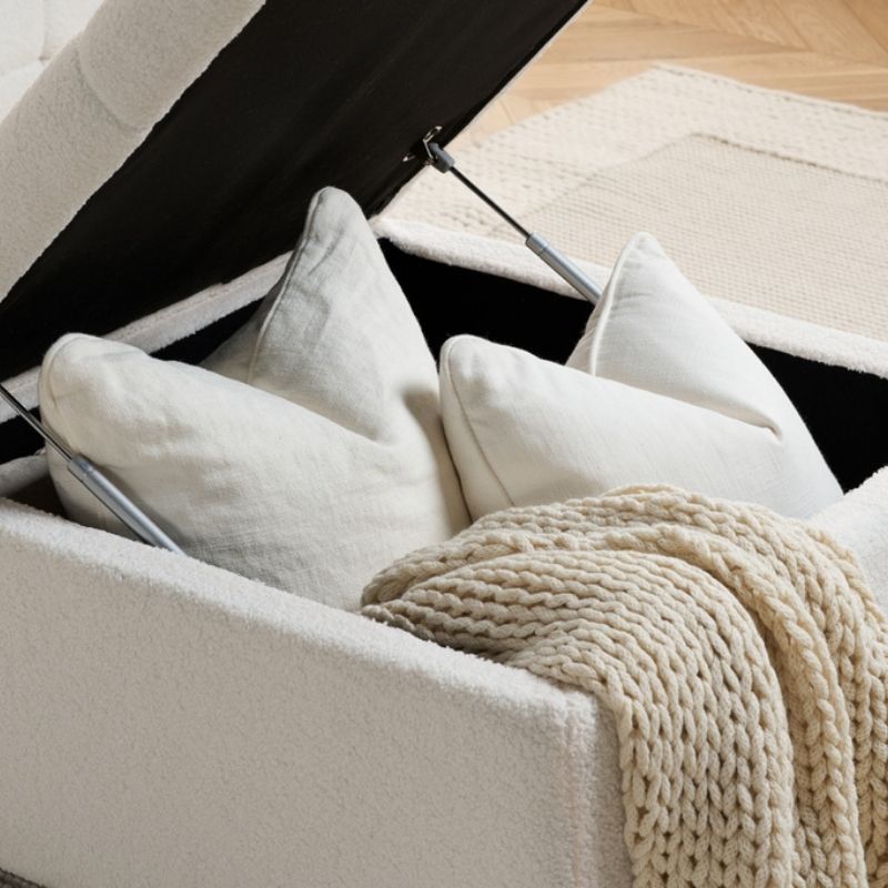 Birlea Milo 3 Seater Sofa with Footstool White