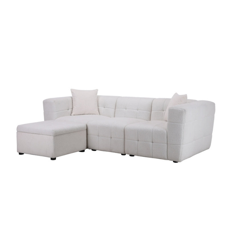 Birlea Milo 3 Seater Sofa with Footstool White