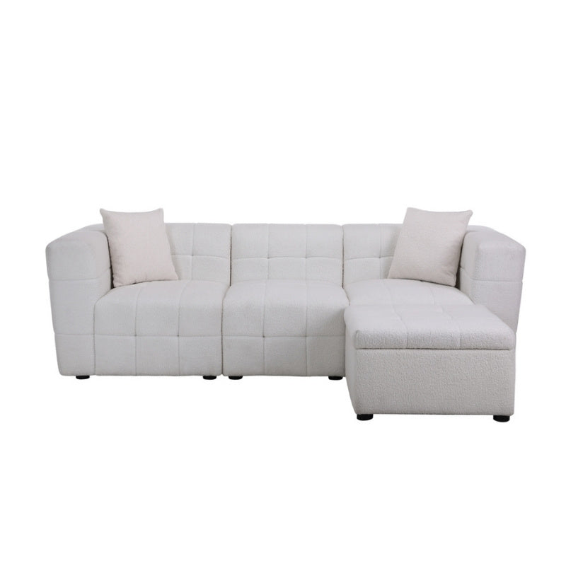 Birlea Milo 3 Seater Sofa with Footstool White