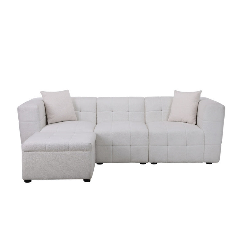 Birlea Milo 3 Seater Sofa with Footstool White