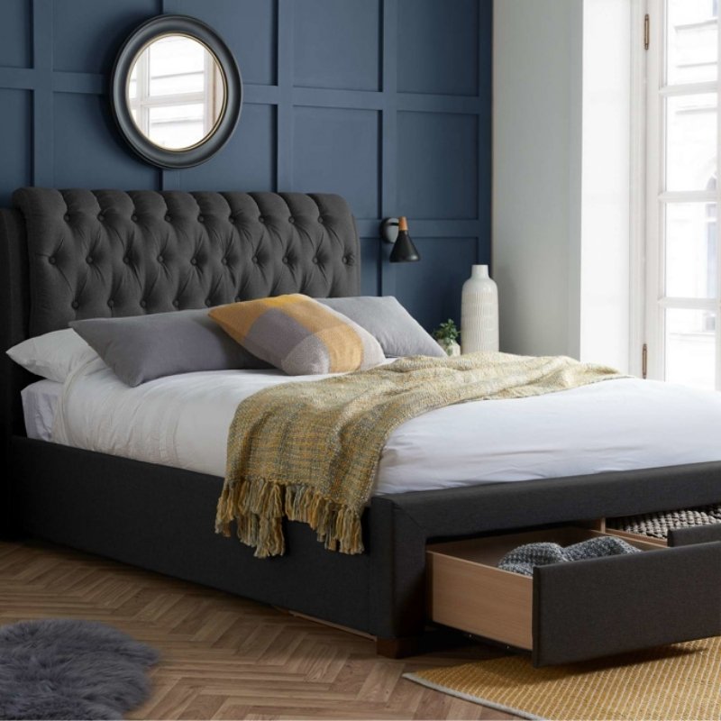 Birlea Valentino Double 2 Drawer Bed Charcoal