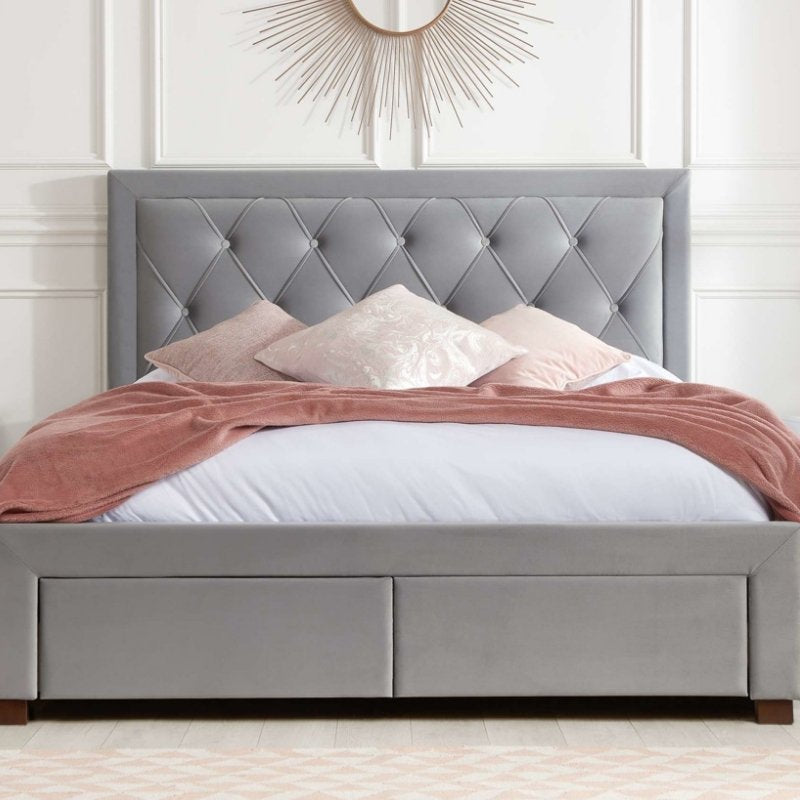 Birlea Woodbury King Bed Grey Velvet