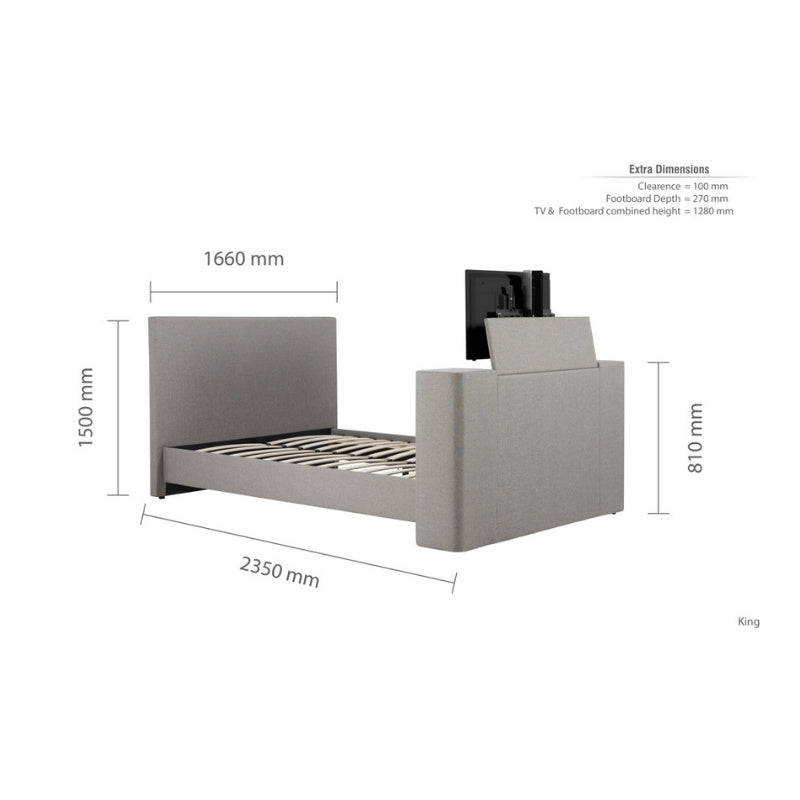 Birlea Plaza King TV Bed Grey