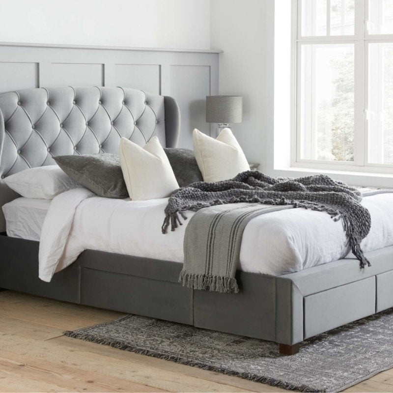 Birlea Hope Double Bed Grey Velvet