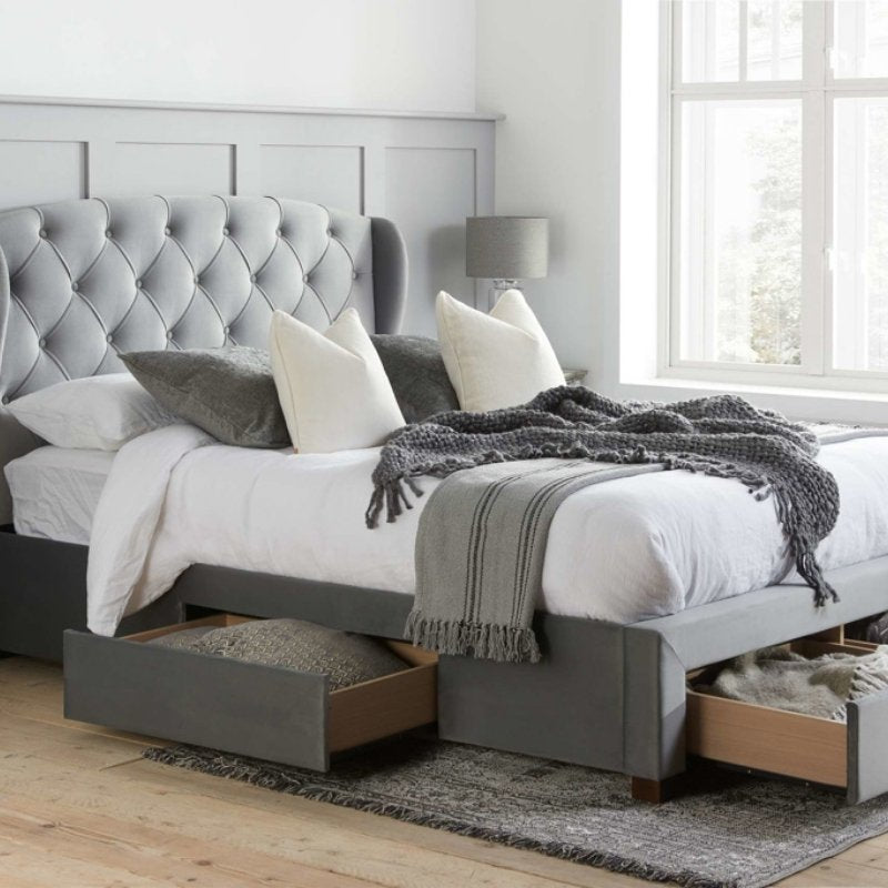 Birlea Hope Double Bed Grey Velvet