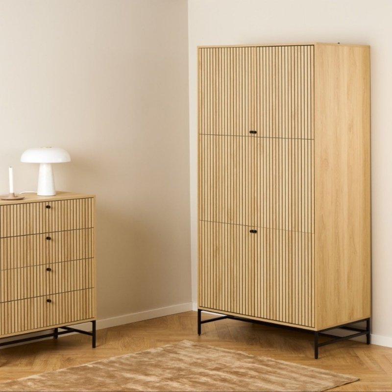 Furniture To Go Albany 4 Door Wardrobe Black & Oak