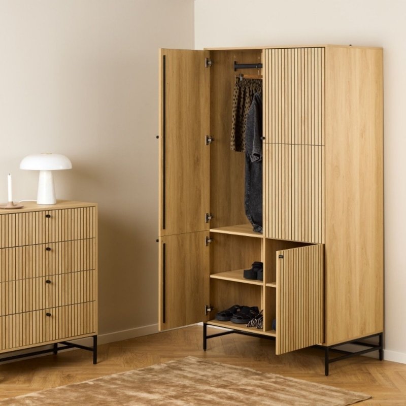 Furniture To Go Albany 4 Door Wardrobe Black & Oak