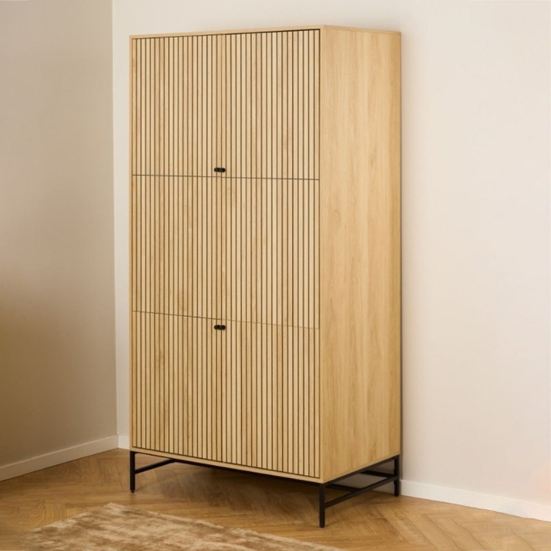 Furniture To Go Albany 4 Door Wardrobe Black & Oak