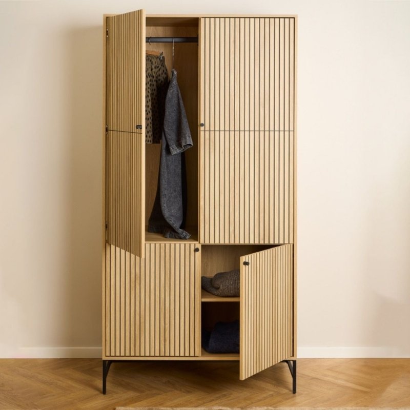 Furniture To Go Albany 4 Door Wardrobe Black & Oak