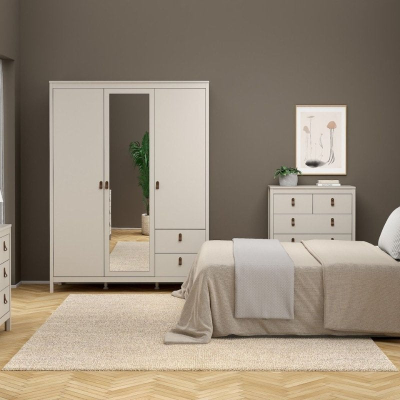 Furniture To Go Barcelona 2 Doors 1 Mirror Door 2 Drawers Wardrobe Cashmere