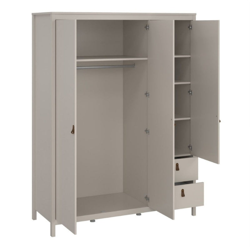 Furniture To Go Barcelona 2 Doors 1 Mirror Door 2 Drawers Wardrobe Cashmere