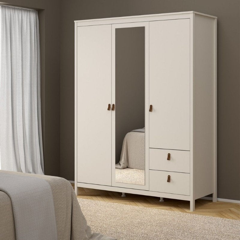 Furniture To Go Barcelona 2 Doors 1 Mirror Door 2 Drawers Wardrobe Cashmere