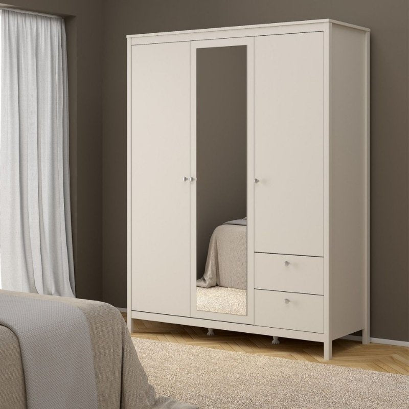 Furniture To Go Madrid 2 Doors 1 Mirror Door 2 Drawers Wardrobe Cashmere