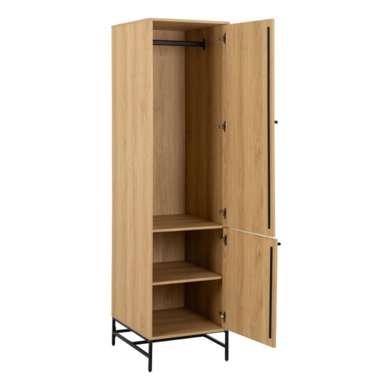 Furniture To Go Albany 2 Door Wardrobe Oak Black Legs