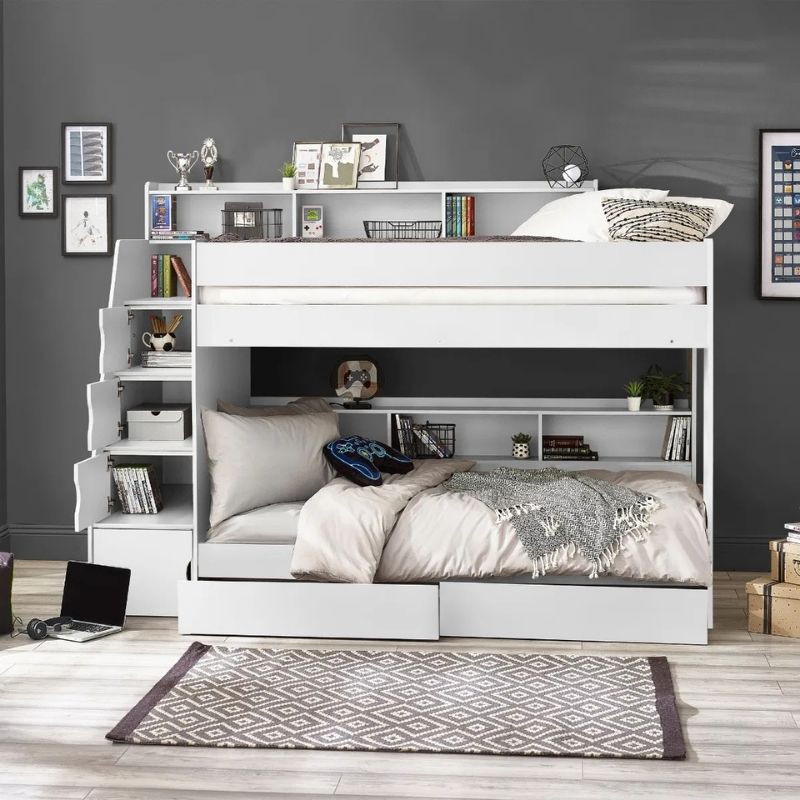 Julian Bowen Camelot Staircase Bunk Bed All White