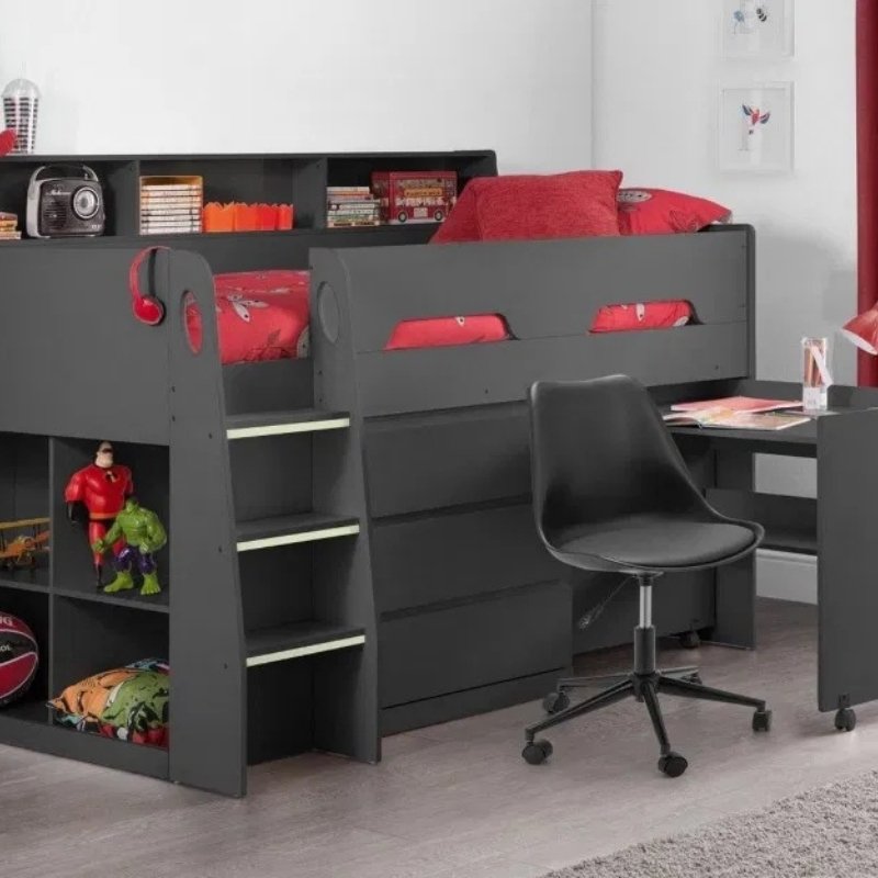 Julian Bowen Jupiter Midsleeper Bed Anthracite