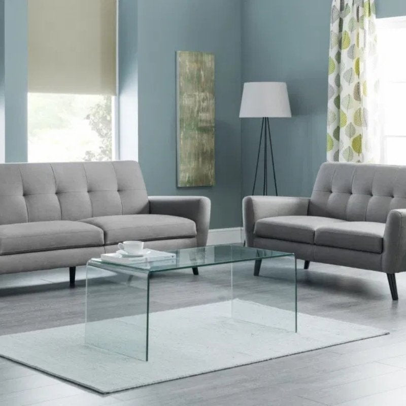 Julian Bowen Monza 3 Seater Sofa Compact Retro Sofa Grey Linen