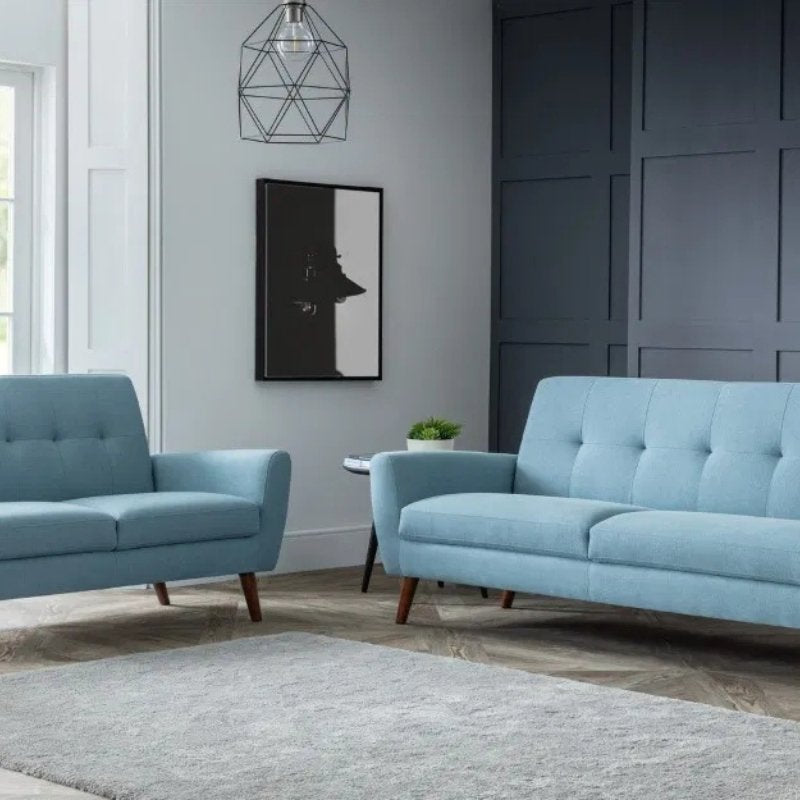 Julian Bowen Monza 3 Seater Compact Retro Sofa Blue Linen