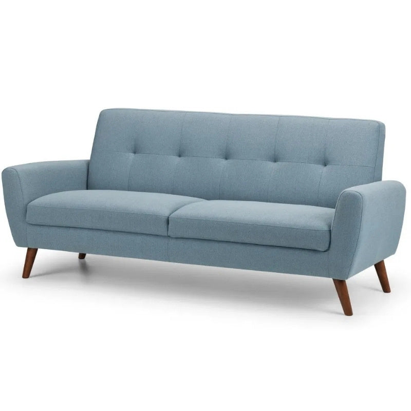 Julian Bowen Monza 3 Seater Compact Retro Sofa Blue Linen