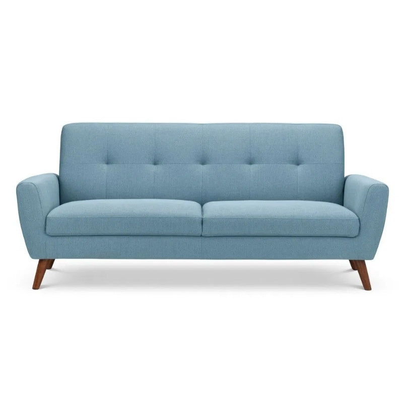 Julian Bowen Monza 3 Seater Compact Retro Sofa Blue Linen
