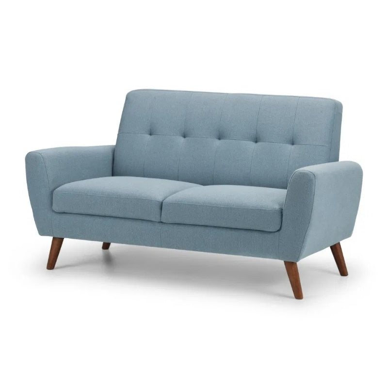 Julian Bowen Monza 2 Seater Compact Retro Sofa Blue Linen