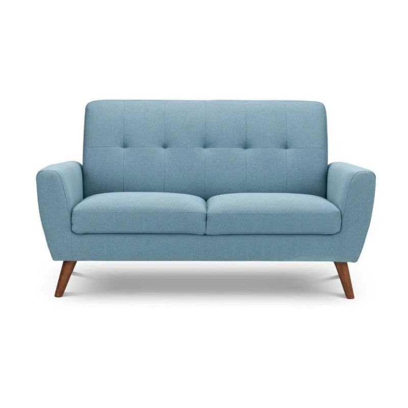 Julian Bowen Monza 2 Seater Compact Retro Sofa Blue Linen