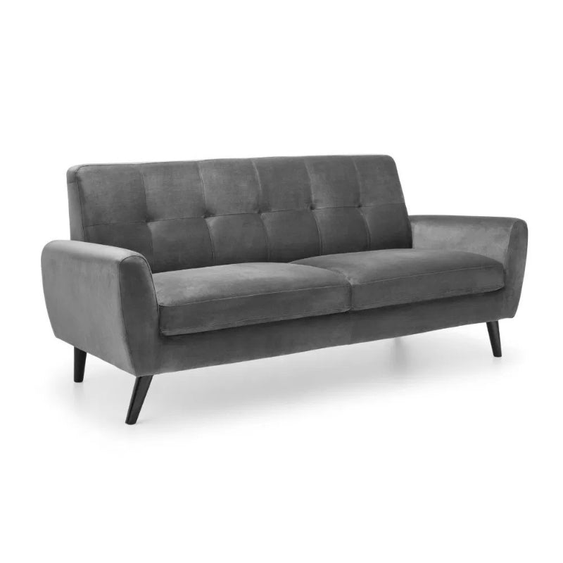 Julian Bowen Monza 2 Seater Compact Retro Sofa Dark Grey Velvet