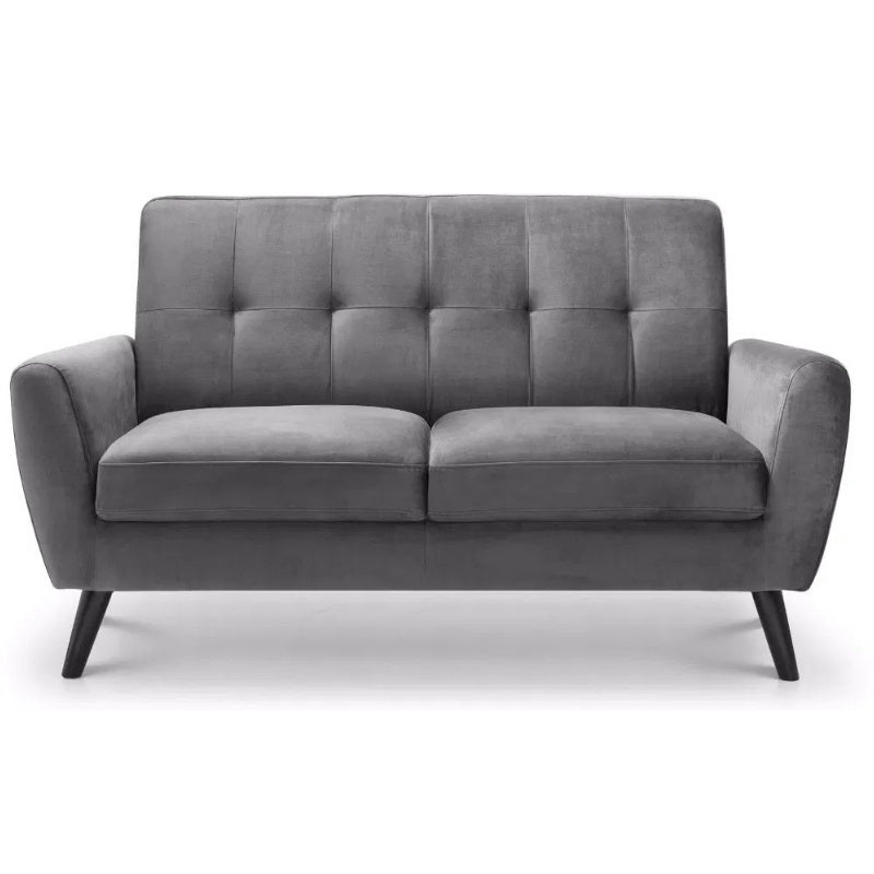 Julian Bowen Monza 2 Seater Compact Retro Sofa Dark Grey Velvet