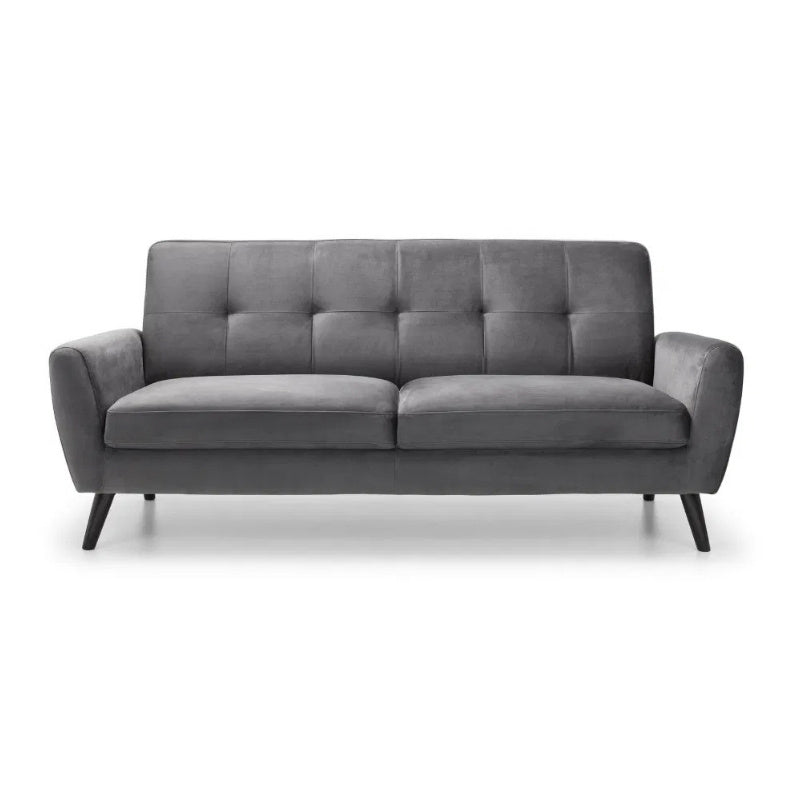 Julian Bowen Monza 2 Seater Compact Retro Sofa Dark Grey Velvet