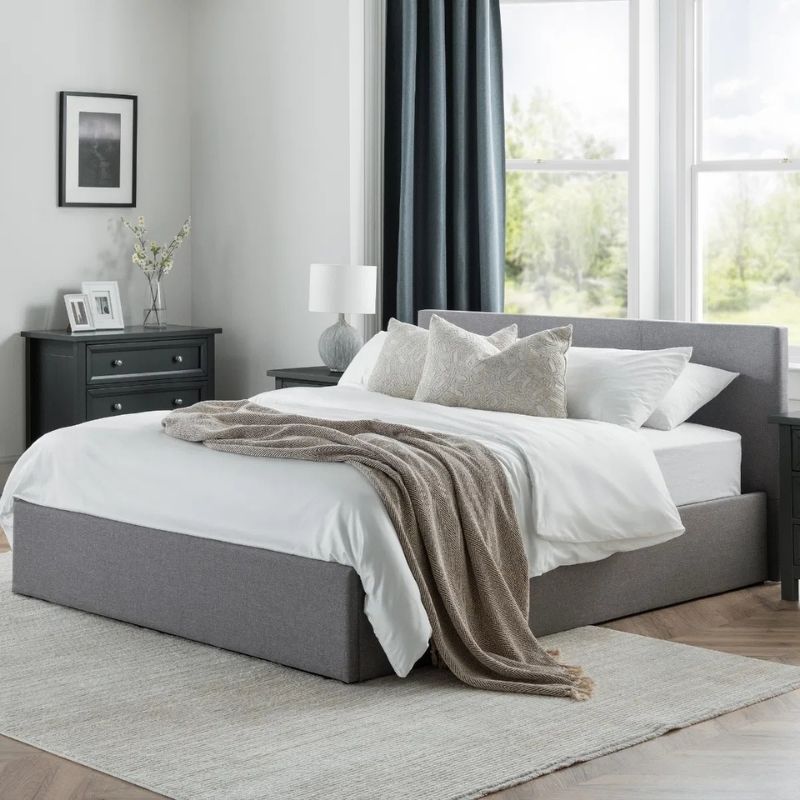 Julian Bowen Rialto Lift-Up Storage King Bed Light Grey Linen
