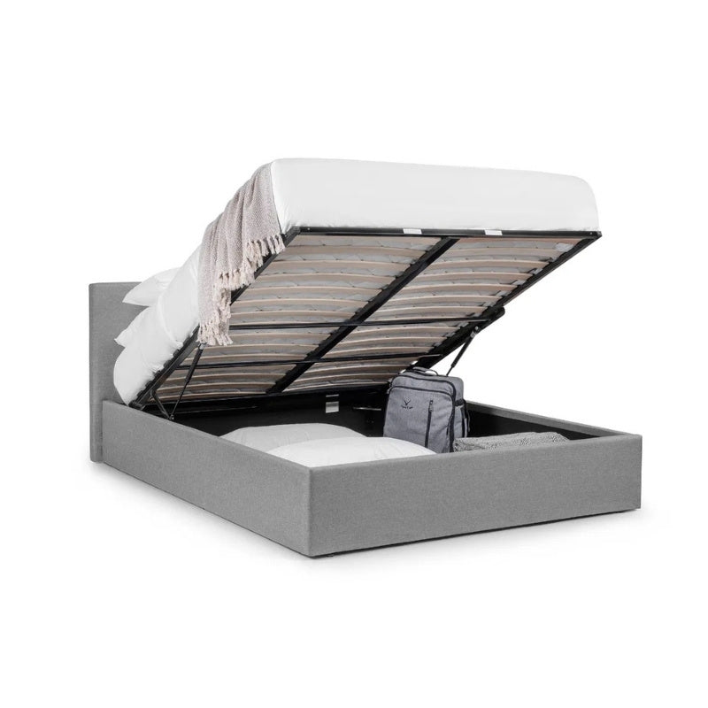 Julian Bowen Rialto Lift-Up Storage Double Bed Light Grey Linen