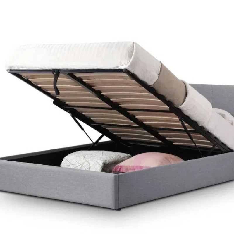 Julian Bowen Rialto Lift-Up Storage King Bed Light Grey Linen